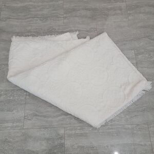 Cone Mills VntgMCM 100%Cotton Full Bed Spread Elegant Cream Floral Print Minimal